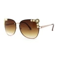 thumbnail image 2 of Intricate Metal Jewel Pearl Trim Rimless Metal Rim Butterfly Sunglasses Gold Brown, 2 of 4
