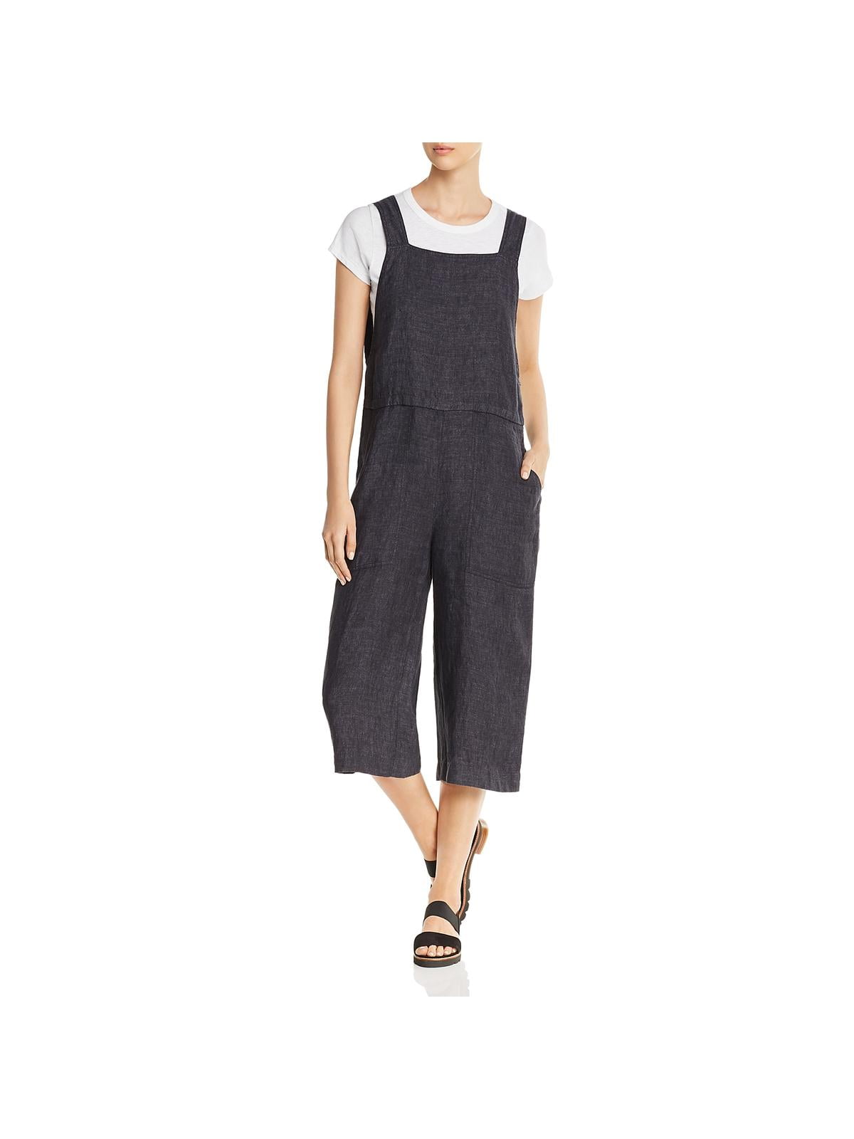 eileen fisher organic linen cropped jumpsuit