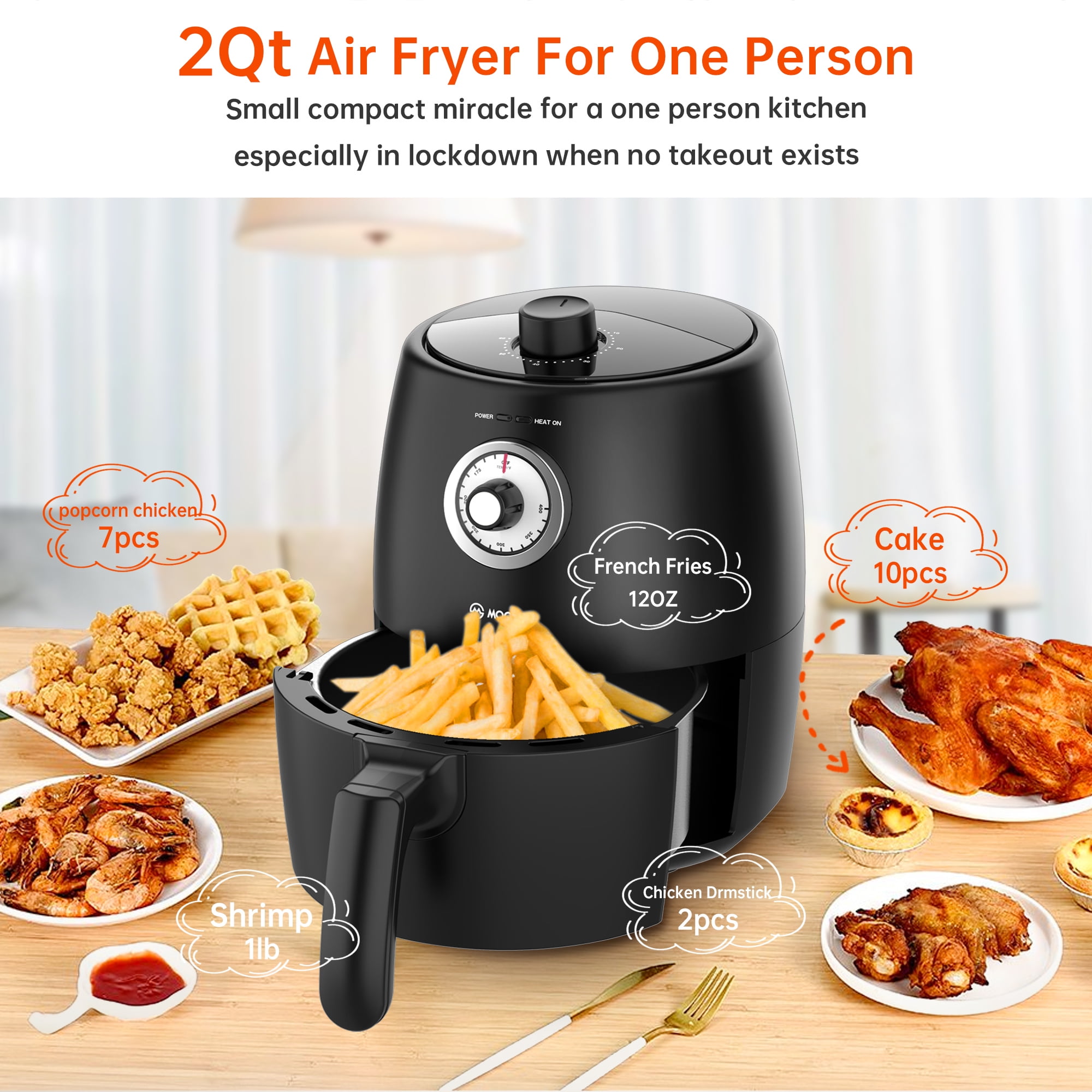 Small, Compact Air Fryer Healthy Cooking, 2 Qt, Nonstick, User Friendly and  Adju