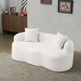 thumbnail image 2 of Living Room Sofas White Curved Loveseat Sofa with Round Armrest, Compression Couch with 2 Pillows, Cream Couch for Small Space, Living Room, Bedroom, No Assembly,Comfortable Sofas, 2 of 24