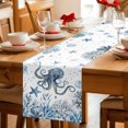 thumbnail image 5 of Blue Coastal Octopus Table Runner 72 Inches, Summer Ocean Sea Coral Shells Bed Runner Dresser Scarves Tabletop for Indoor Outdoor Parties/Ceremony/Banquet, 14" x 72", 5 of 9