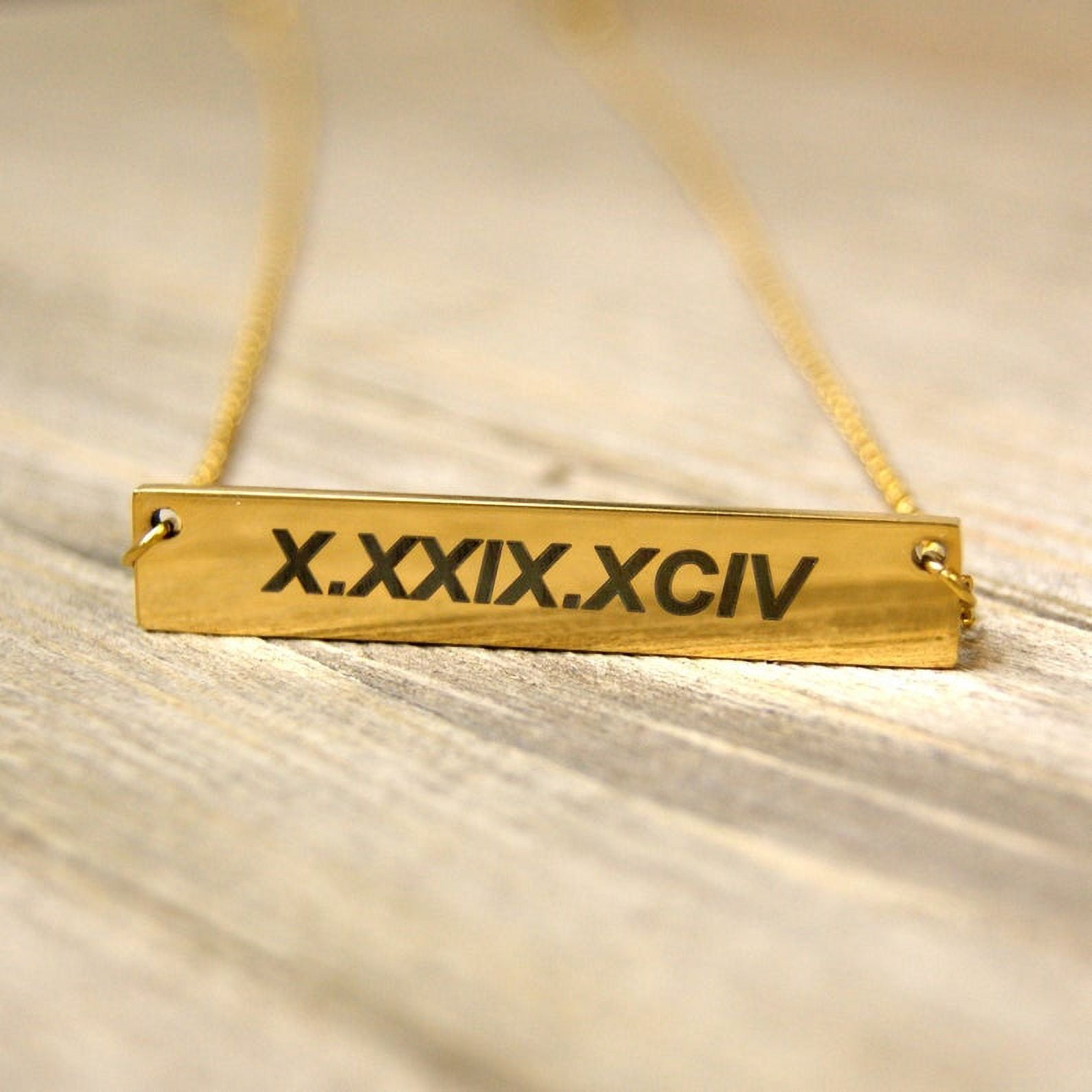 Anavia Personalized Gold Name Necklace Roman Numerals Custom Gift for Mom Birthday Day Women's Birthday Engravable Bar Necklace with Free Jewelry Box Ships Next Day! [Gold]