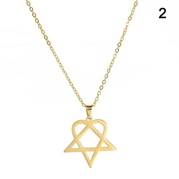Classic Simple Heartagram Star Heart Stainless Steel Pendant Necklace Jewelry