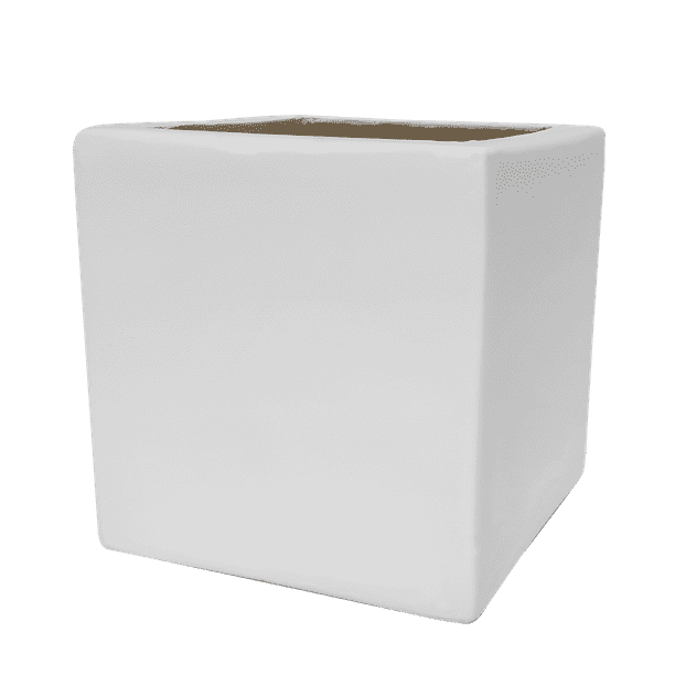 Maceta de Fibra de Vidrio Mod. Cubo 30cm Blanco FibraFormas Fibraformas de México Cubo 30 Blanco