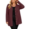 thumbnail image 3 of SAWOBUUN Lightweight Cardigan for Women Soft Button Down Long Sleeve Casual Open Front Tunic Jacket with Pockets, 3 of 9