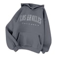 thumbnail image 2 of CAIVO Long Sleeve Hoodies For Women Oversized Los Angeles California Letter Print Hoodie With Pocket Casual Pullover Sweatshirt Cold Weather Tops, 2 of 3