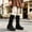Black, variant on Kids Girls Buckle Decor Knee High Boots, Ruched Long Shaft Non Slip Low Heel Footwear, Stylish Casual Boots for Fall Winter 3 Big Kids