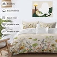 thumbnail image 3 of 3 Piece Sage Green Yellow Spring Floral Duvet Cover Set California King,Microfiber Comforter/Quilt Cover with Corner Ties and 2 Pillowcases,Watercolor Botanical Summer Flowers Bedding with Zipper, 3 of 8