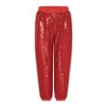 thumbnail image 3 of inlzdz Kids Girls Sequin Hip Hop Jazz Street Disco Dance Pants Performance Bloomers Sweatpants Party Harem Trousers Red 150, 3 of 7