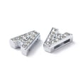 thumbnail image 2 of 20 pc Alloy Initial Slide Charms with Grade A Rhinestones for Personalized Name Necklaces Making Lead Free & Nickel Free Platinum Letter.A 12~13x8~13x4~5mm Hole: 8x2mm, 2 of 4
