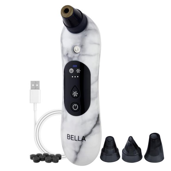 Spa Sciences - BELLA Microderm Pore Extractor & Nano Mister - 3-in-1 - Exfoliation & Pore Purification - Hydrating, Refreshing, Soothing - for All Skin Types - USB Charg