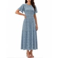 thumbnail image 4 of Xaqiouau Womens Boho Floral Maxi Dress Short Sleeve Casual Summer Long Dress Crew Neck Flowy A Line Beach Vacation Dress, 4 of 7