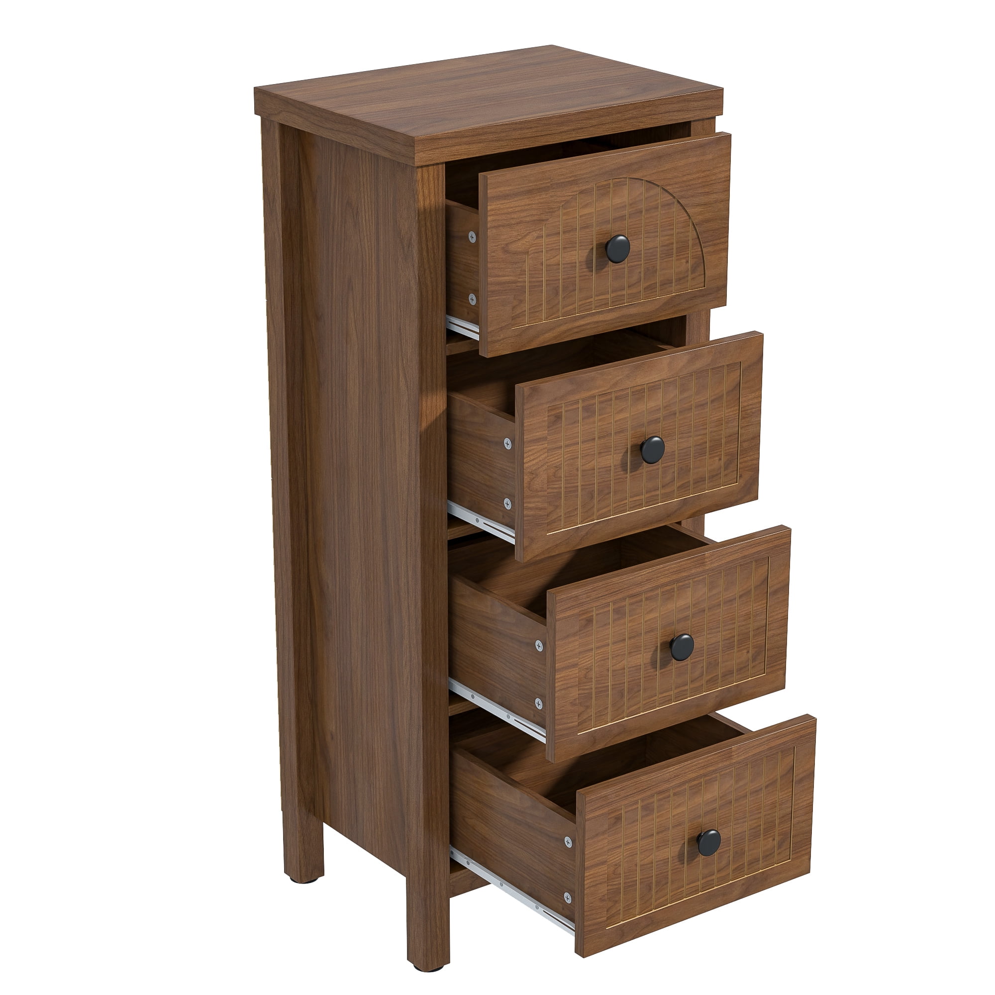 Farmhouse Nightstand & Dresser, Dresser for Bedroom with 4 Drawers, Wooden Storage Cabinet Sofa Table