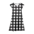 thumbnail image 6 of Annhoo Girls' Trendy Dresses Summer Crew Neck Ruffle Short Sleeve Plaid Flowy Tiered Casual Midi Dresses 6-15 Years, 6 of 7