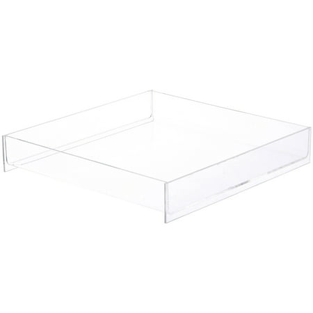 Plymor Clear Acrylic Square Open Top Merchandise Display Tray, 12" W x 12" D x 2" H (2 Pack)