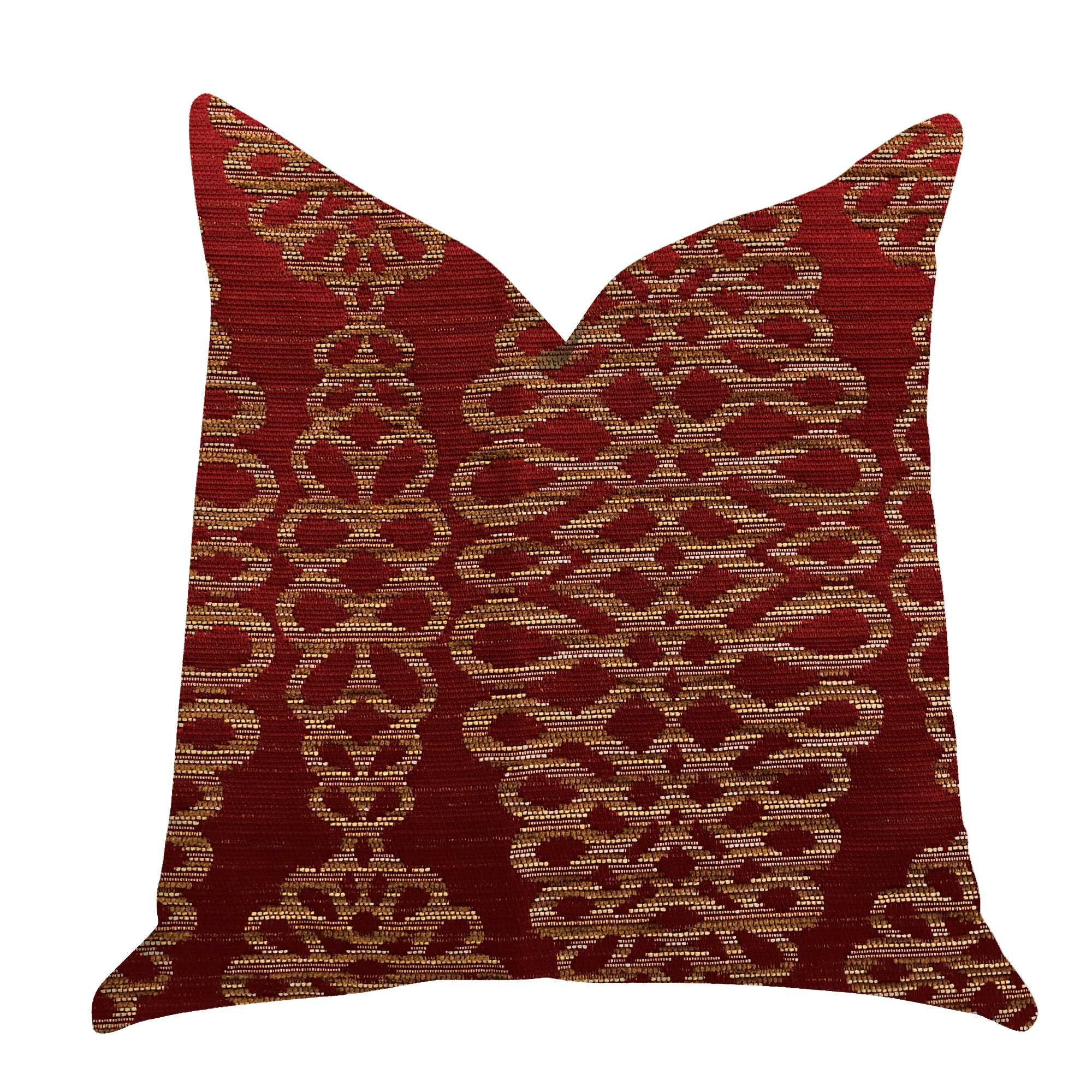 Luxury Throw Pillow in Red and Gold 26in x 26in