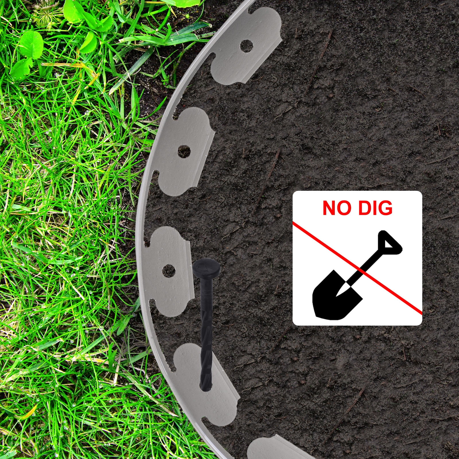 Uxcell 33Ft Border 2" Tall Plastic Garden Edging Kit for Yard Gray