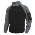 thumbnail image 4 of Mens Fleece Sweater Tops for Outdoors Hiking Camping Warm Colorblock Long Sleeve Mock Neck Tops with Zippers (XL, Dark Gray), 4 of 8
