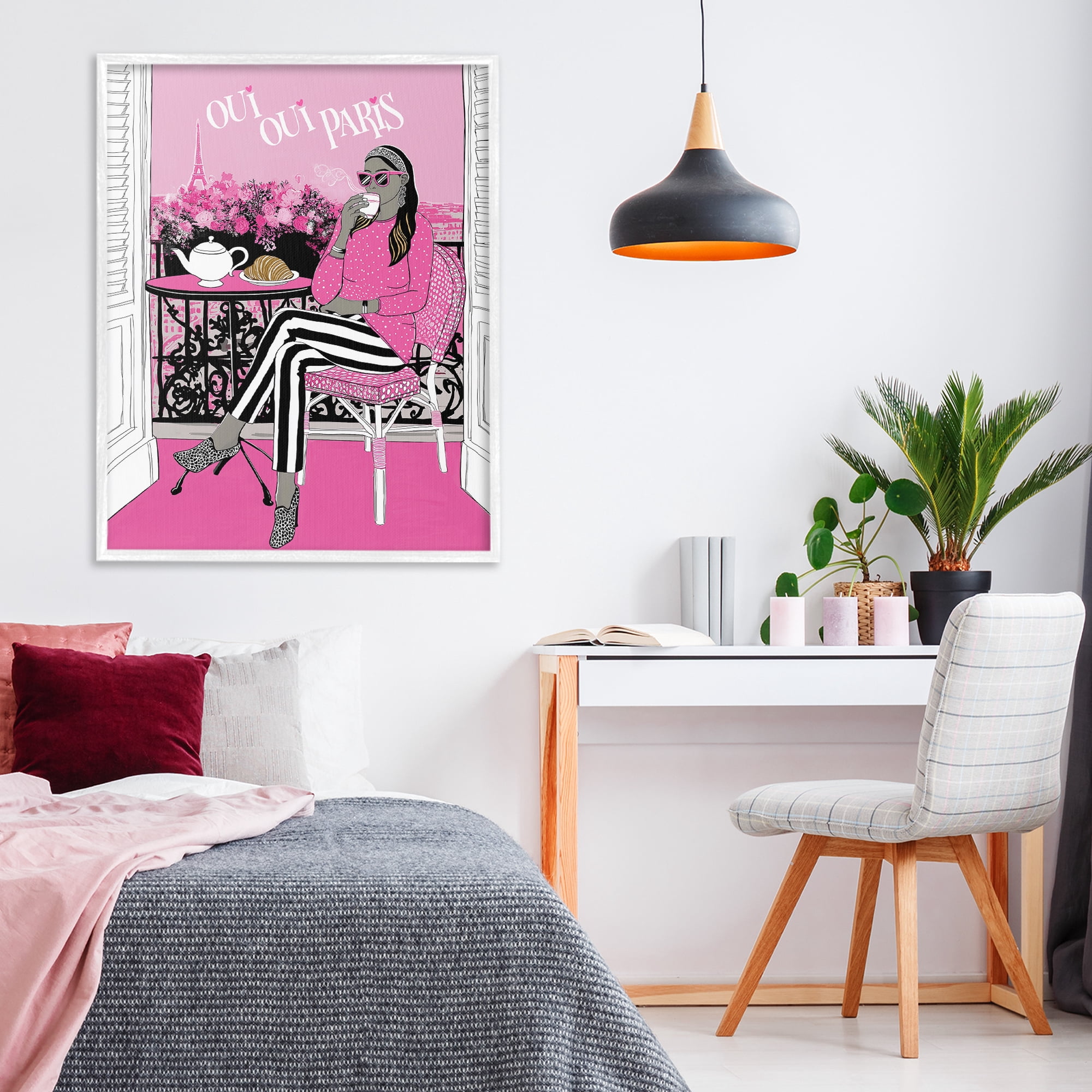 Stupell Industries Oui Oui Parisian Cafe Morning White Framed Giclee Art, design by Jess Stempel