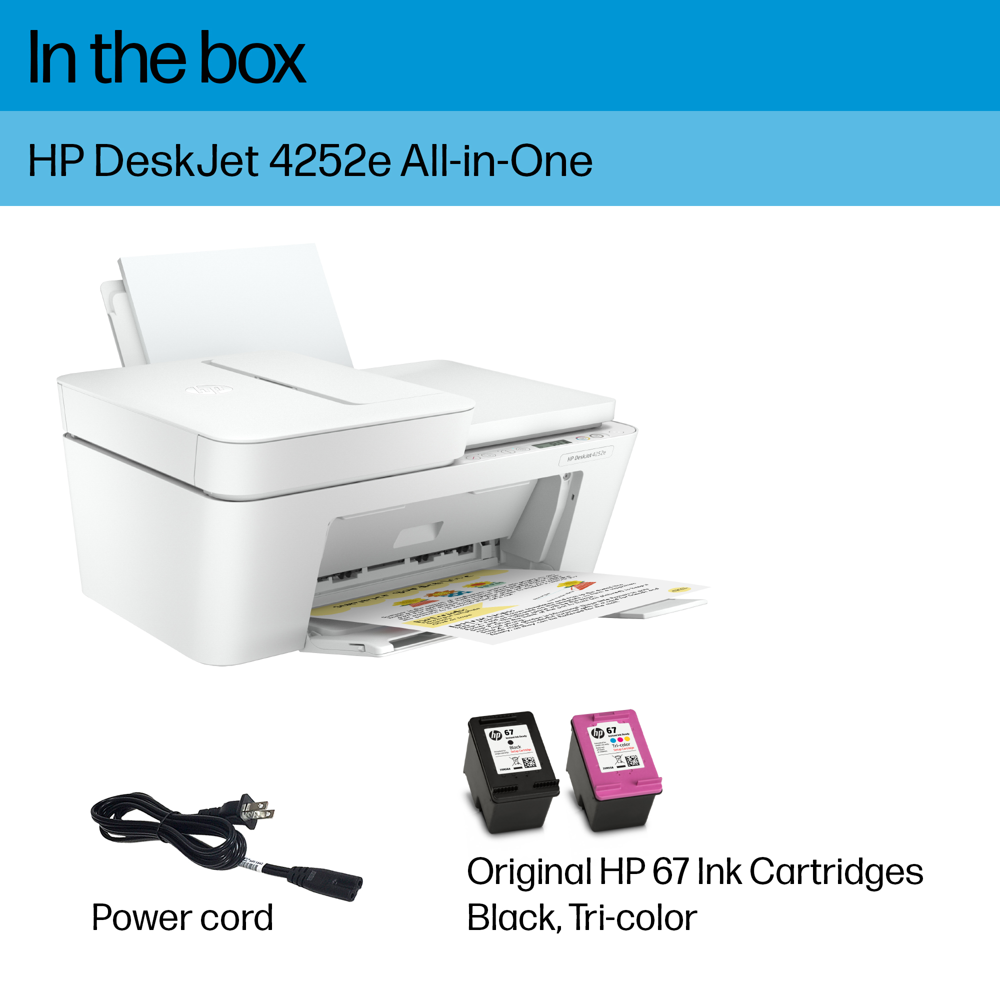 HP DeskJet 4252e Wireless All-in-One Color Inkjet Printer (White), Scanner, Copier, 3 months Free Instant Ink