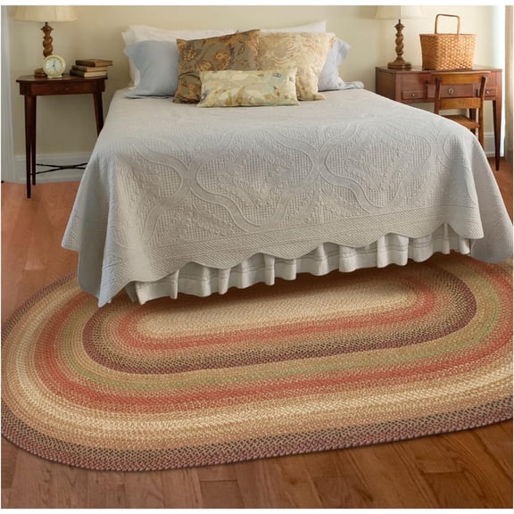 Homespice Gingerbread Jute Brown 4x6' Braided Rugs Oval Rugs for Living Room, Bedroom Rug and Dining Room. Pet Friendly. Decor Styles- Farmhouse Rug, Rustic, Vintage, Primitive, Country, Boho Rug