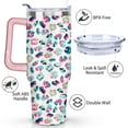 thumbnail image 3 of 40oz Fashion Leopard Pattern Stainless Steel Flip Straw Tumbler Spill Proof Travel Cup Double Wall Vacuum Insulated Coffee Mug with Top Handle, 3 of 6
