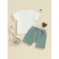 thumbnail image 3 of Bagilaanoe 2pcs Toddler Baby Boy Shorts Set Short Sleeve Letter Embroidery T Shirt Tops + Shorts 6M 12M 18M 24M 3T Kids Casual Summer Clothes, 3 of 7
