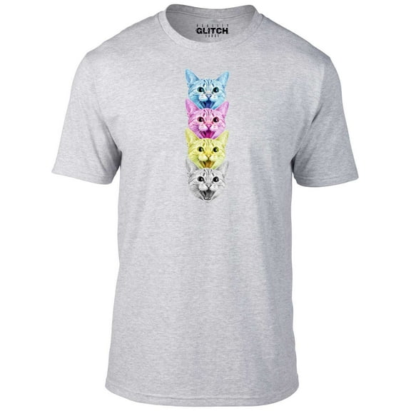 Reality Glitch Men's CMYK Cat Colorful T-Shirt