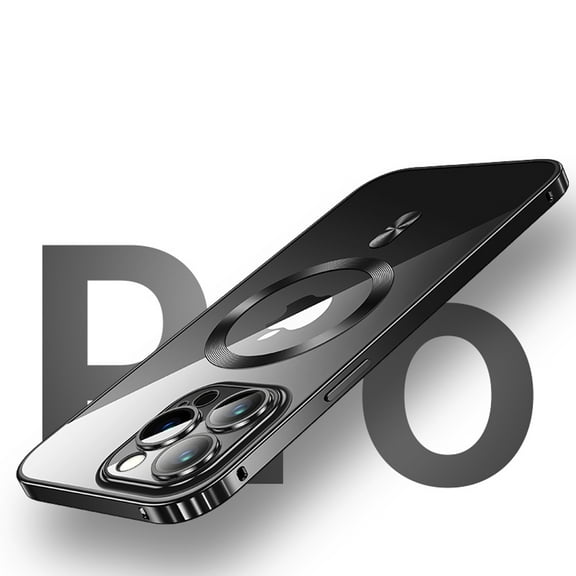 SaniMore Case for iPhone 13 Pro Max (6.7" 2021), Camera Lens All-inclusive Full Protection, Metal Bumper, Anti-yellow Military-grade Anti-drop Wireless Charging Magnetic PC Shell, Black-D