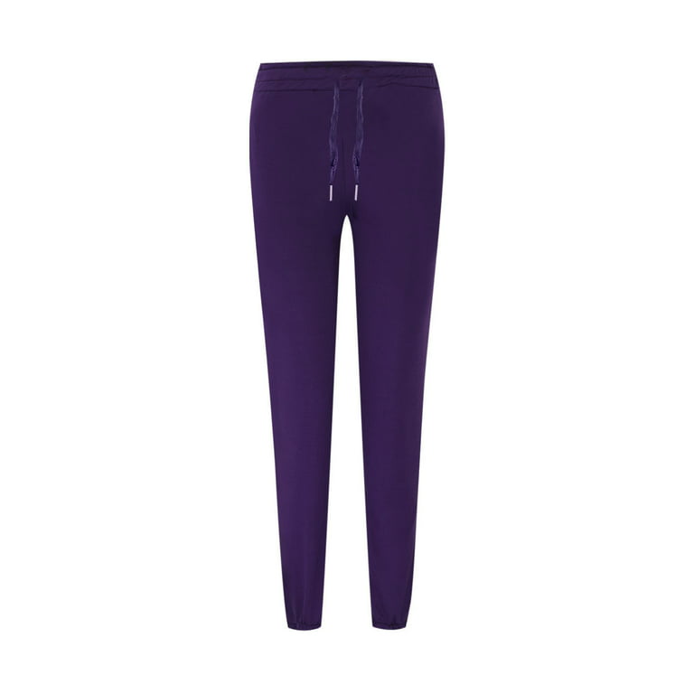 Efsteb Women Sweatpants Casual Comfort Purple Waist Pants Elastic Solid Straight Trousers Fashion XXL Baggy Pants Long