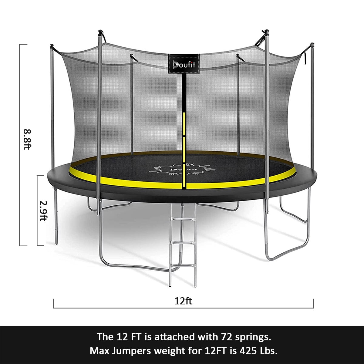 Doufit Trampoline for Kids and Adult , 15ft Kids Trampoline Safety