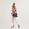 Vera Bradley Womens Cotton Pleated Multi-Strap Satchel Black Bandana Medallion
