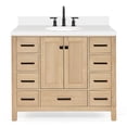 thumbnail image 2 of Ariel Cambridge 43 Inch Single Oval Sink Bathroom Vanity With Pure White Quartz Countertop 1.5 Inch Edge In Oak, 2 of 10