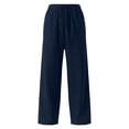 thumbnail image 4 of Njagoc3 Plus Size Pants for Men | Elastic Drawstring Waist Wide Leg Trousers with Side Pockets & Loose Fit | Relaxed Loose Fit for Fall Casual Daily Wear & Weekend Outings，Navy，L, 4 of 6