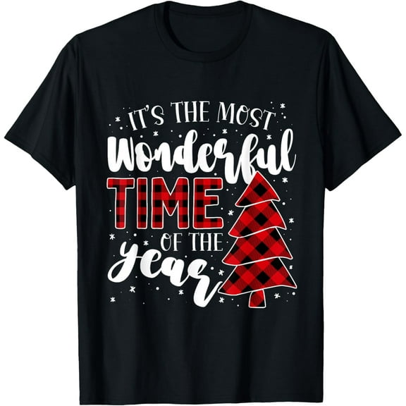 Its the Most Wonderful Time of the Year Christmas Tree Plaid T-Shirt