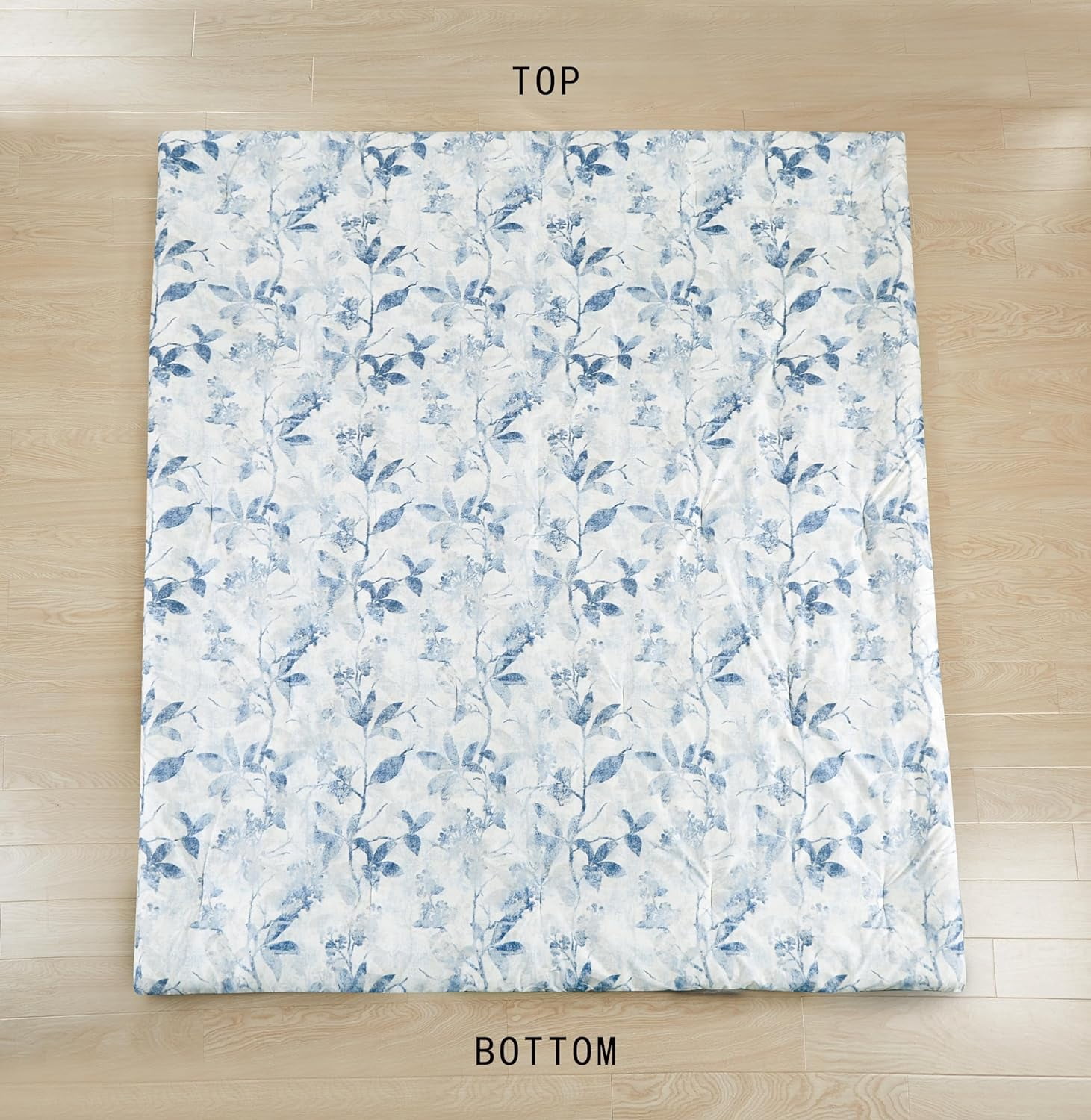 Chezmoi Collection Monica 3-Piece Boho Floral Comforter Set, Queen, Blue Gray White Tropical Flower Textured Printed Microfiber Lightweight Bedding Set