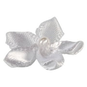 Offray Accessories, White 3/4 inch Value Pack 5 Petal Flower with Pearl Accessory for Wedding, Hair Clips, and Scrapbooking, 30 count, 1 Package