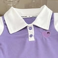 thumbnail image 4 of HAOTAGS Girls Polo Dresses Size 10-12,Sleeveless Notched Collar Solid Color Summer Dress for Toddler to Teen Purple, 4 of 6
