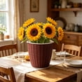 thumbnail image 1 of Small Round Plastic Flower Pot With Faux Woven Rattan Texture And Home Decor Planter For Green Plants And Succulents, 1 of 6