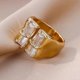 thumbnail image 2 of Irregular Square Zircon Rings For Women Stainless Steel Geometric Opening Ring Trend Wedding Party Fashion Jewerly Gift 2024, 2 of 5