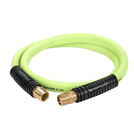 Flexzilla® Whip Hose with Swivel, 1/2" x 4' (1/2" MNPT Swivel x 1/2" MNPT Fittings), ZillaGreen®