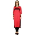 thumbnail image 2 of Bimba Women Rayon Kurta Kurti 3/4 Sleeve Indian Casual Clothing Long Blouse, 2 of 9