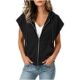 thumbnail image 3 of Fnooota Women's Sleeveless Hoodies, Casual Lightweight Full Zip Drawstring Womens Clothes Womens Tops Black Size S-3XL, 3 of 6