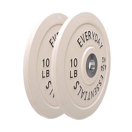 BalanceFrom Everyday Essentials 10 Pound Olympic Weight Plate, White, Pair