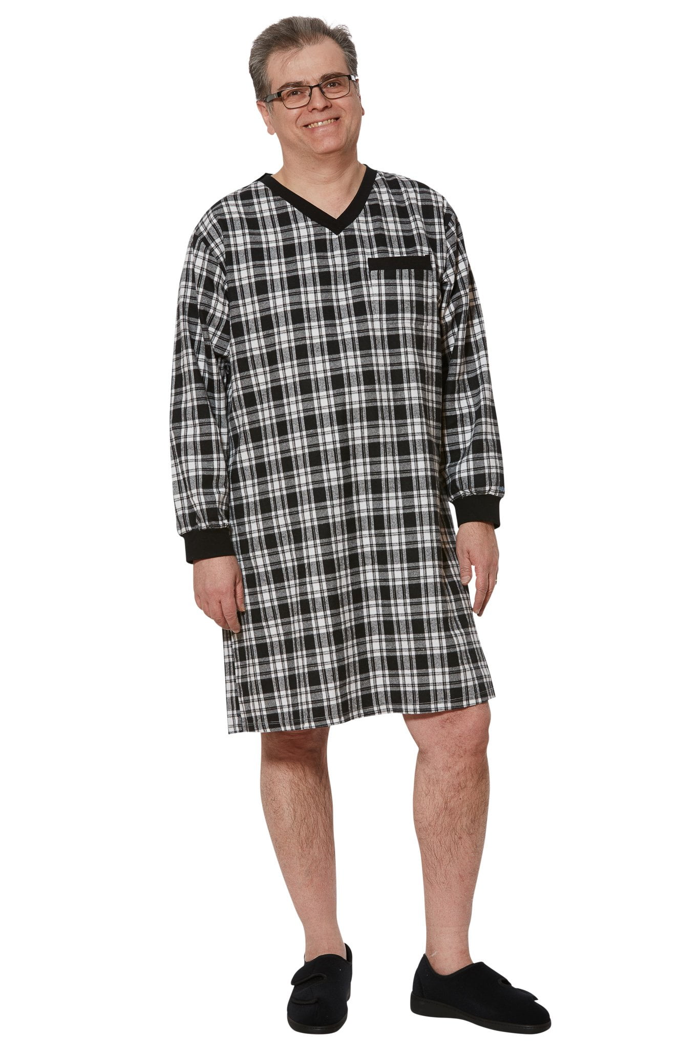 Adaptive Clothing Black Ovidis Nightshirt for Men Stewart 