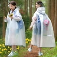 thumbnail image 2 of LIZENG Reusable Rain Jacket for Girls Waterproof Long Sleeve Rain Coat Poncho with Hood Kids Lightweight Long Sleeve Raincoat, 2 of 3