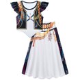 thumbnail image 5 of Halloween Costume Pop Star Stage Outfit Black Gold Crop Top and Long Skirt 2-Piece Outfit,Pop Idol Dress Up Set for Halloween,Cosplay and Theme Parties,Size 110, 5 of 7