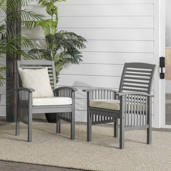 Manor Park Outdoor Wood Patio Chairs with Cushions (Set of 2)