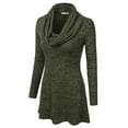 thumbnail image 2 of Doublju Womens Long Sleeve Cowl Neck A-Line Tunic Sweater Dress GREEN, XL, 2 of 3