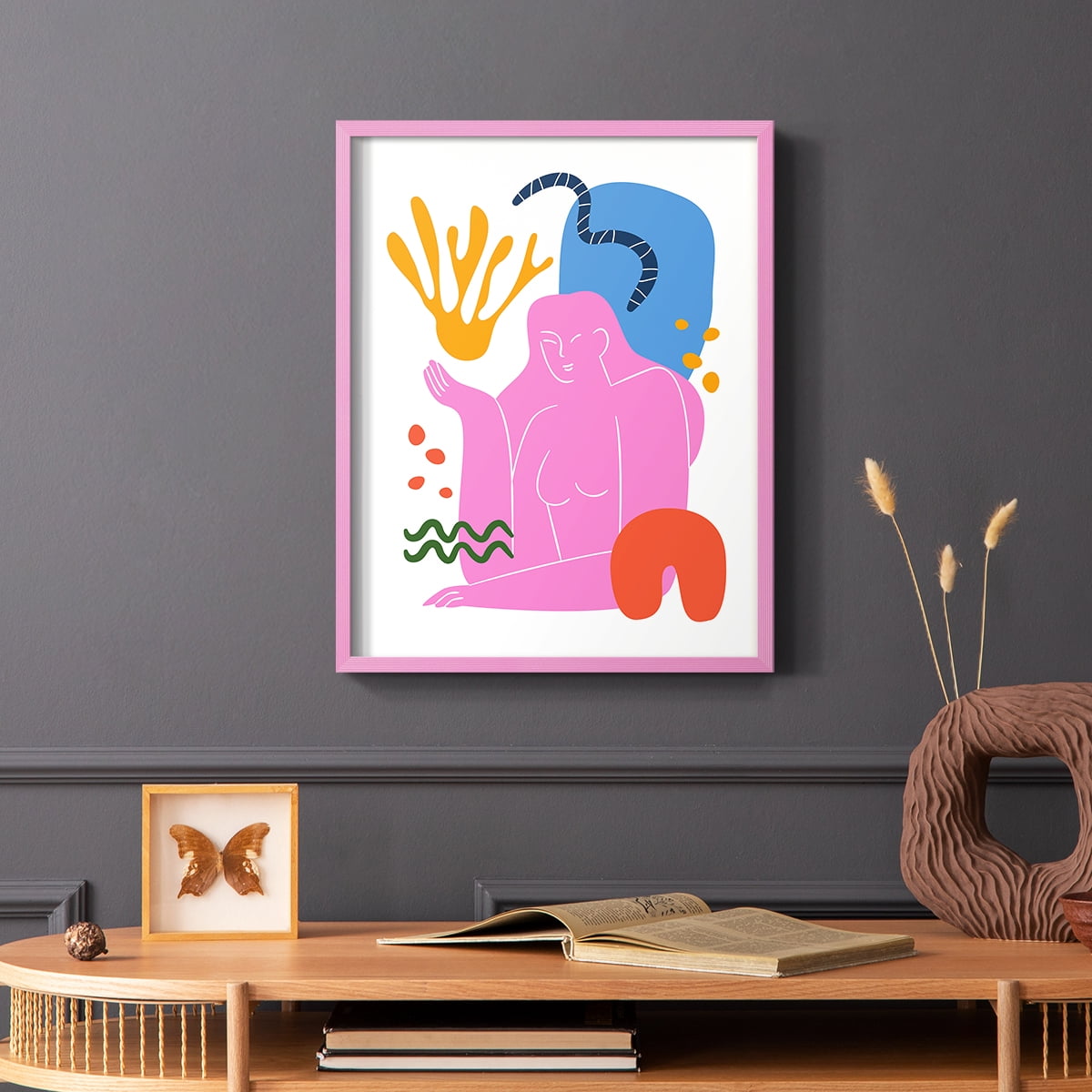 Matisse CDXXXIX in Pink Solid Wood Framed Print No Nail Hanging